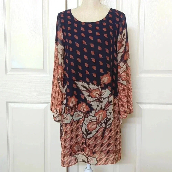 Millibon Navy Autumn printed Dress - Picture 1 of 4